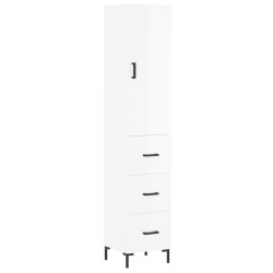 vidaXL Aparador alto madera contrachapada blanco brillo 34,5x34x180 cm