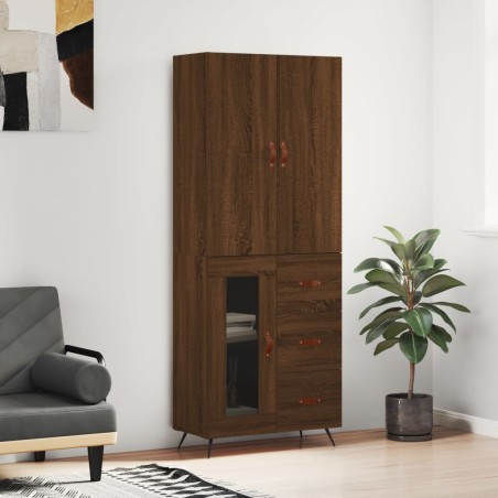vidaXL Aparador alto madera contrachapada marrón roble 69,5x34x180 cm