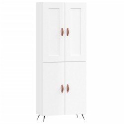 vidaXL Aparador alto madera contrachapada blanco brillo 69,5x34x180 cm