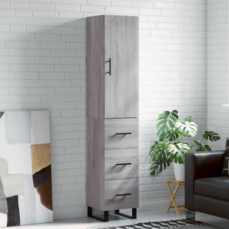 vidaXL Aparador alto madera contrachapada gris Sonoma 34,5x34x180 cm