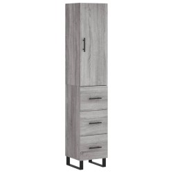 vidaXL Aparador alto madera contrachapada gris Sonoma 34,5x34x180 cm