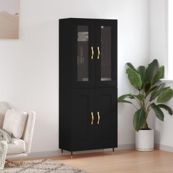 vidaXL Aparador alto madera contrachapada negro 69,5x34x180 cm