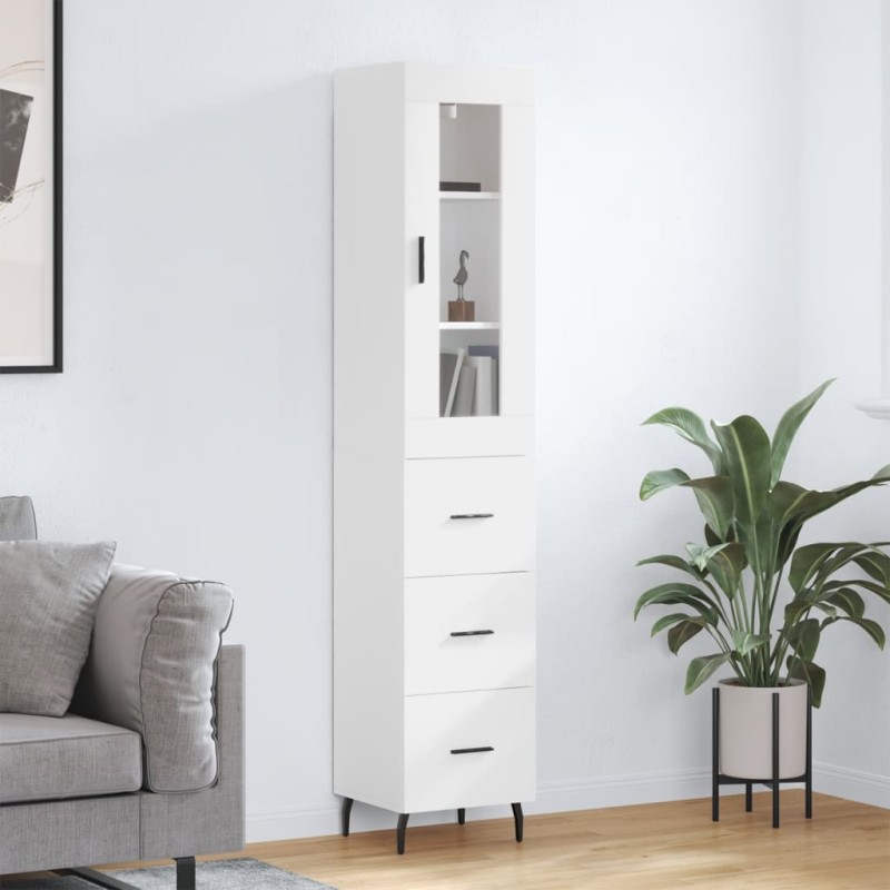 vidaXL Aparador alto madera contrachapada blanco 34,5x34x180 cm vidaXL Aparador alto madera contrachapada blanco 34,5x34x180 cm