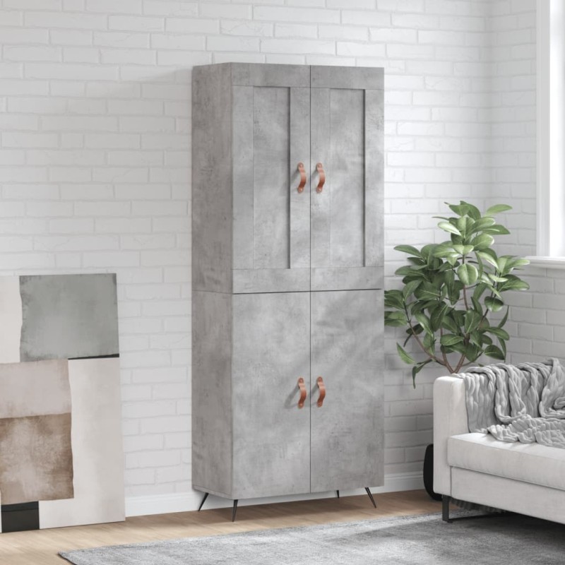 vidaXL Aparador alto madera contrachapada gris hormigón 69,5x34x180 cm vidaXL Aparador alto madera contrachapada gris hormigón 69,5x34x180 cm