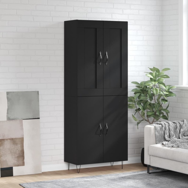 vidaXL Aparador alto madera contrachapada negro 69,5x34x180 cm vidaXL Aparador alto madera contrachapada negro 69,5x34x180 cm