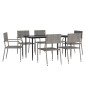vidaXL Juego de comedor jardín 7 pzas ratán sintético acero gris negro vidaXL Juego de comedor jardín 7 pzas ratán sintético acero gris negro