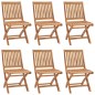vidaXL Sillas de jardín plegables 6 uds madera maciza teca con cojines
