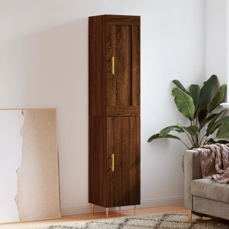 vidaXL Aparador alto madera contrachapada roble marrón 34,5x34x180 cm vidaXL Aparador alto madera contrachapada roble marrón 34,5x34x180 cm