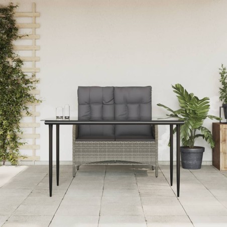vidaXL Juego de comedor jardín 2 pzas con cojines ratán sintético gris