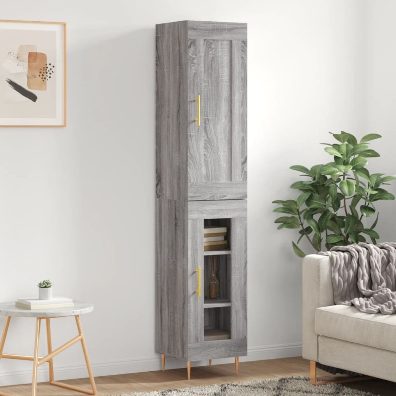 vidaXL Aparador alto madera de ingeniería gris Sonoma 34,5x34x180 cm vidaXL Aparador alto madera de ingeniería gris Sonoma 34,5x34x180 cm