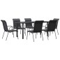 vidaXL Juego de comedor para jardín 7 piezas acero y textilene negro vidaXL Juego de comedor para jardín 7 piezas acero y textilene negro