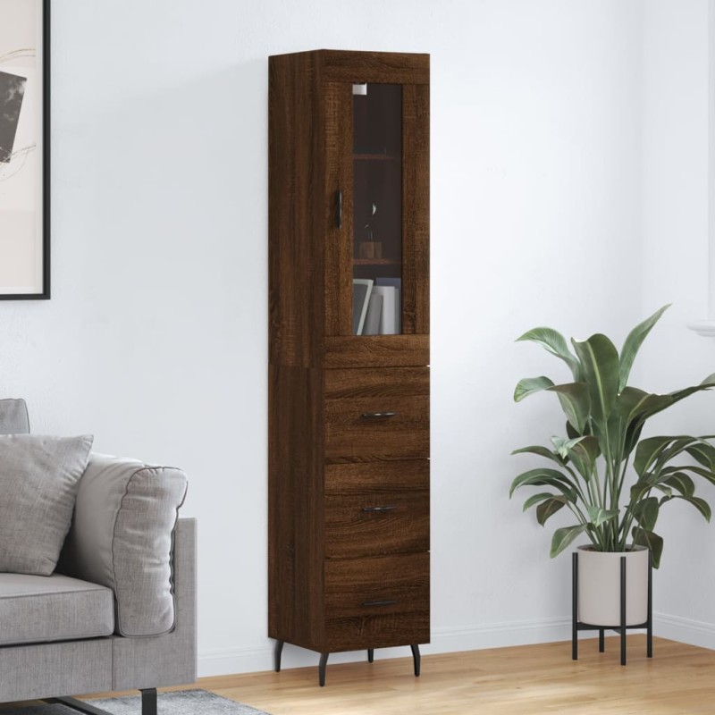 vidaXL Aparador alto madera contrachapada roble marrón 34,5x34x180 cm vidaXL Aparador alto madera contrachapada roble marrón 34,5x34x180 cm