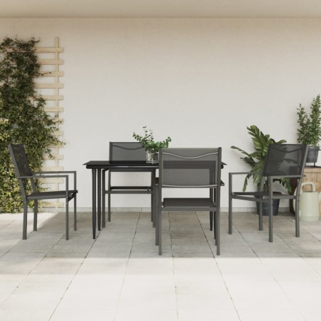 vidaXL Juego de comedor para jardín 5 piezas acero y textilene negro