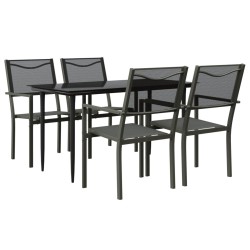 vidaXL Juego de comedor para jardín 5 piezas acero y textilene negro