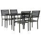 vidaXL Juego de comedor para jardín 5 piezas acero y textilene negro