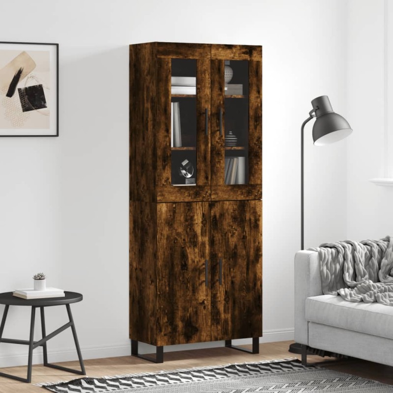 vidaXL Aparador alto madera contrachapada roble ahumado 69,5x34x180 cm vidaXL Aparador alto madera contrachapada roble ahumado 69,5x34x180 cm