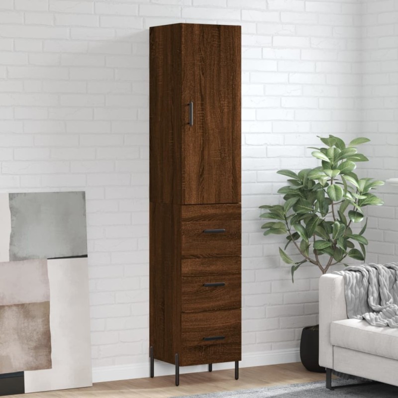 vidaXL Aparador alto madera contrachapada roble marrón 34,5x34x180 cm vidaXL Aparador alto madera contrachapada roble marrón 34,5x34x180 cm
