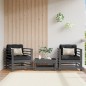 vidaXL Sillones de jardín con cojines 2 uds madera maciza de pino gris