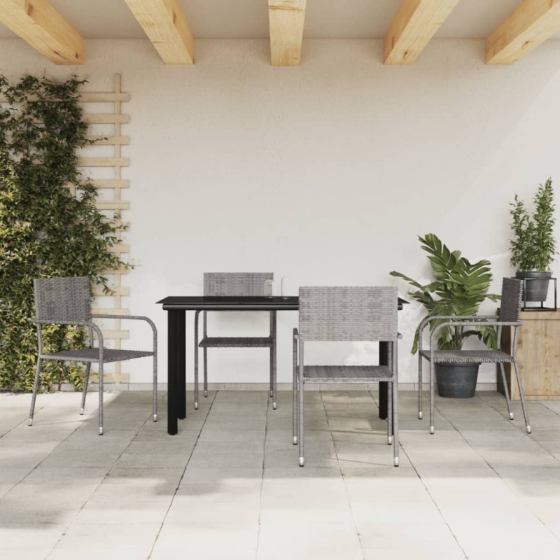 vidaXL Juego de comedor jardín 5 pzas ratán sintético acero gris negro