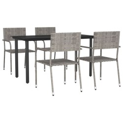 vidaXL Juego de comedor jardín 5 pzas ratán sintético acero gris negro