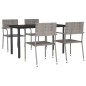 vidaXL Juego de comedor jardín 5 pzas ratán sintético acero gris negro
