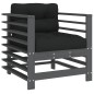 vidaXL Sillones de jardín con cojines 2 uds madera maciza de pino gris