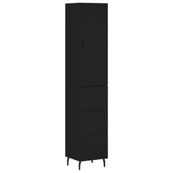 vidaXL Aparador de madera contrachapada negro 34,5x34x180 cm