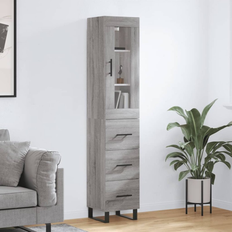 vidaXL Aparador alto madera contrachapada gris Sonoma 34,5x34x180 cm vidaXL Aparador alto madera contrachapada gris Sonoma 34,5x34x180 cm