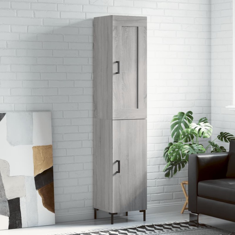 vidaXL Aparador alto madera contrachapada gris Sonoma 34,5x34x180 cm vidaXL Aparador alto madera contrachapada gris Sonoma 34,5x34x180 cm