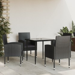 vidaXL Juego de comedor de jardín 5 pzas ratán sintético y acero negro