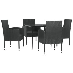 vidaXL Juego de comedor de jardín 5 pzas ratán sintético y acero negro