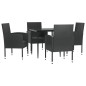 vidaXL Juego de comedor de jardín 5 pzas ratán sintético y acero negro vidaXL Juego de comedor de jardín 5 pzas ratán sintético y acero negro