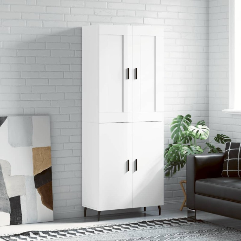 vidaXL Aparador alto madera contrachapada blanco brillo 69,5x34x180 cm vidaXL Aparador alto madera contrachapada blanco brillo 69,5x34x180 cm