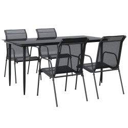 vidaXL Juego de comedor para jardín 5 piezas acero y textilene negro