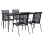 vidaXL Juego de comedor para jardín 5 piezas acero y textilene negro vidaXL Juego de comedor para jardín 5 piezas acero y textilene negro