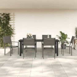 vidaXL Juego de comedor para jardín 7 piezas acero y textilene negro