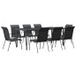 vidaXL Juego de comedor para jardín 9 piezas acero y textilene negro vidaXL Juego de comedor para jardín 9 piezas acero y textilene negro