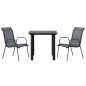 vidaXL Juego de comedor para jardín 3 piezas acero y textilene negro vidaXL Juego de comedor para jardín 3 piezas acero y textilene negro