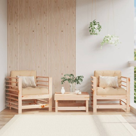 vidaXL Sillones de jardín con cojines 2 uds madera maciza de pino