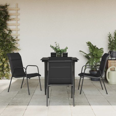 vidaXL Juego de comedor para jardín 5 piezas acero y textilene negro