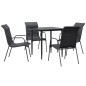 vidaXL Juego de comedor para jardín 5 piezas acero y textilene negro