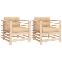vidaXL Sillones de jardín con cojines 2 uds madera maciza de pino