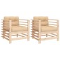 vidaXL Sillones de jardín con cojines 2 uds madera maciza de pino vidaXL Sillones de jardín con cojines 2 uds madera maciza de pino