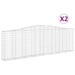 vidaXL Cestas de gaviones 2 uds forma de arco hierro 400x30x120/140cm