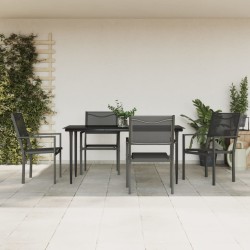 vidaXL Juego de comedor para jardín 5 piezas acero y textilene negro
