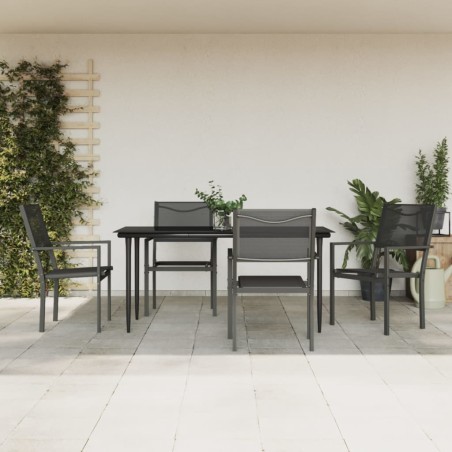 vidaXL Juego de comedor para jardín 5 piezas acero y textilene negro