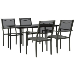 vidaXL Juego de comedor para jardín 5 piezas acero y textilene negro