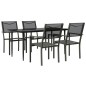 vidaXL Juego de comedor para jardín 5 piezas acero y textilene negro
