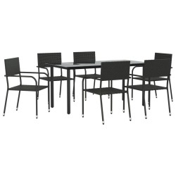 vidaXL Juego de comedor de jardín 7 pzas ratán sintético y acero negro