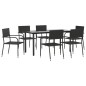vidaXL Juego de comedor de jardín 7 pzas ratán sintético y acero negro vidaXL Juego de comedor de jardín 7 pzas ratán sintético y acero negro